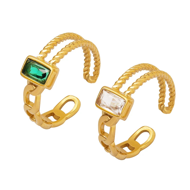 Design Stainless Steel Zircon Ring Opening Adjustable Ring Jewelry