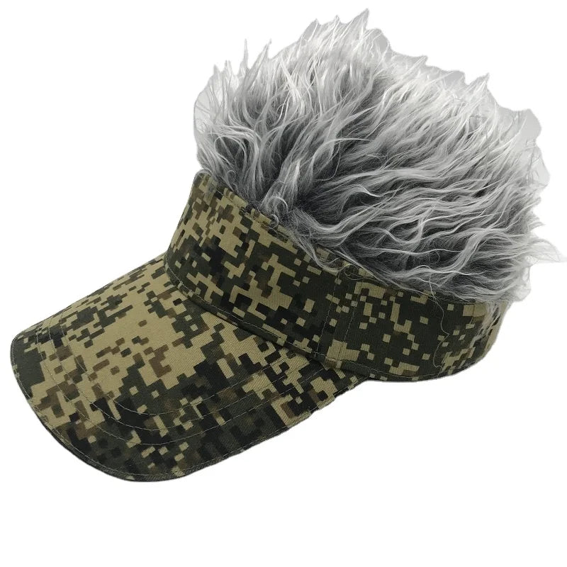 Novelty Unisex Sport Wig Visor Funny Golf Baseball Cap Spiked Flair Custom Travel Outdoor Gift-Polyester/Cotton Four Seasons