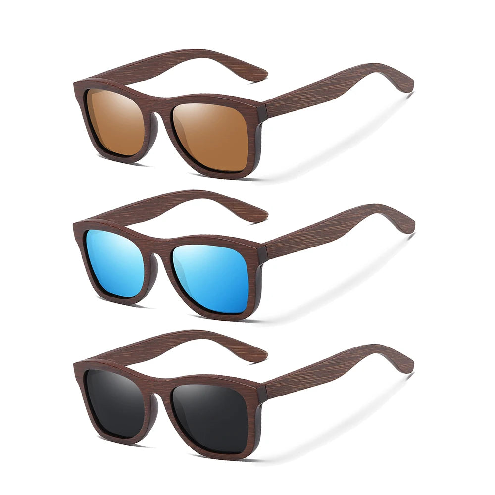 Factory Outlet Bamboo Wood Glasses Brown Black Brushed Men's and Women's Polarized UV Protection Sunglasses