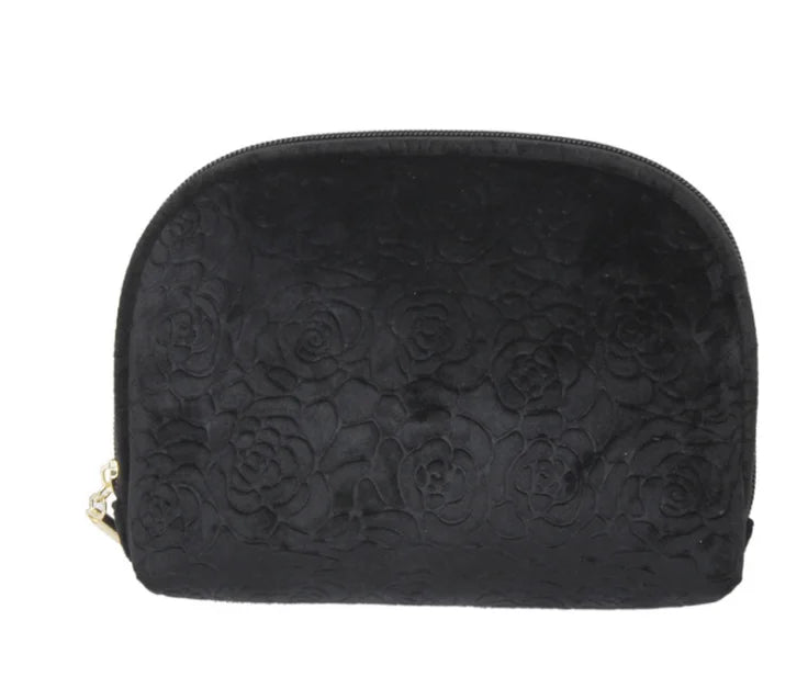 Fashionable Floral Velvet Makeup Pouch Custom Designed Makeup Organizer Cosmetic Bag Zipper for Promotional Gifts