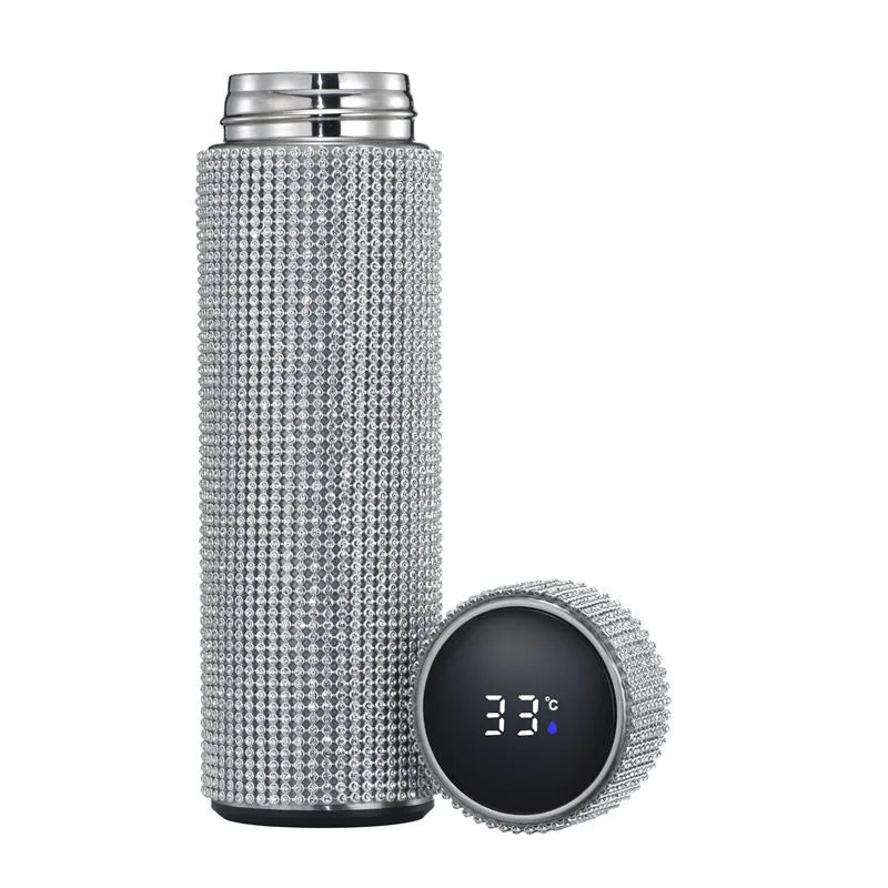 Bling Cup Smart Temperature Display Diamond Glitter Stainless Steel Water Bottle