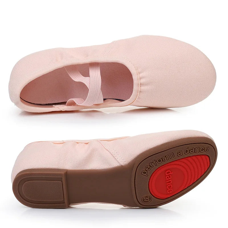 Female Adult Rubber Outsole Ballet Teacher Dance Shoes Free Lace-Up Soft Indoor-Outdoor Soles Breathable Pointe Design for