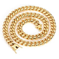 Women's Hip Hop 18K Gold-Plated Cuban Necklace with Diamond Stainless Steel round Grinding Titanium Faucet Buckle PVD Gift