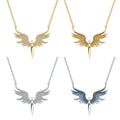 Elegant Individuality Diamond Clavicle Chain Necklace Gold Plated Angel Wing Charm Pendant Necklace for Women and Girls