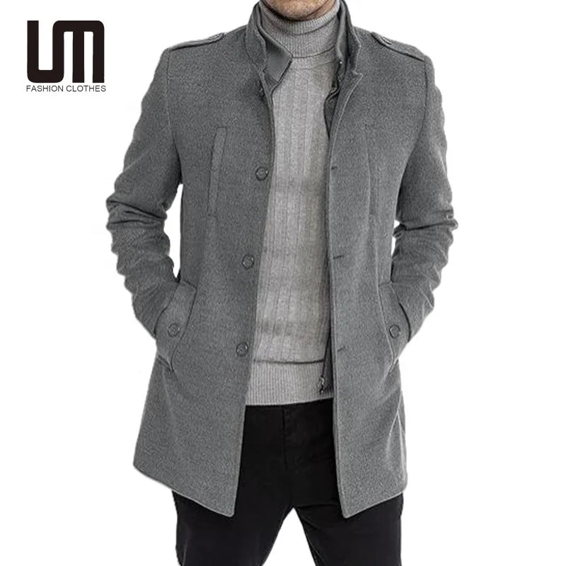 Liu Ming 2025 Trending Product Autumn Winter Men Casual Long Length Woolen Coat