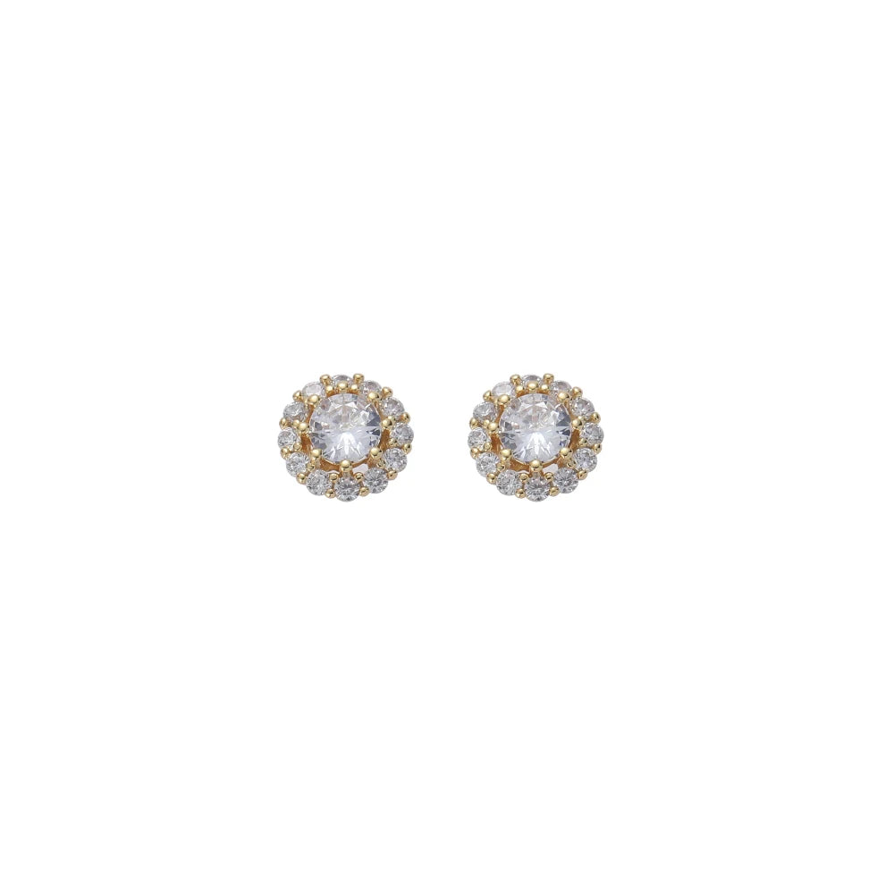E038  Cubic Zirconia Earrings CZ Earrings Brass Setting Zircon Stud Earrings Hip Hop Iced Out
