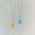 Hainon S925 Sterling Silver Square Zircon Perfume Bottle Design Women's Pendant Necklace