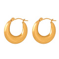 Waterproof 18k Gold Plated Oval Hoop Earring Hypoallergenic Stainless Steel Earrings for Women Wholesale Bijoux Acier Inoxydable