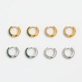 High End PVD 18K Gold Plated Green Zirconia Half Pave Huggie Earrings Stainless Steel Fashion Jewelry Wholesale