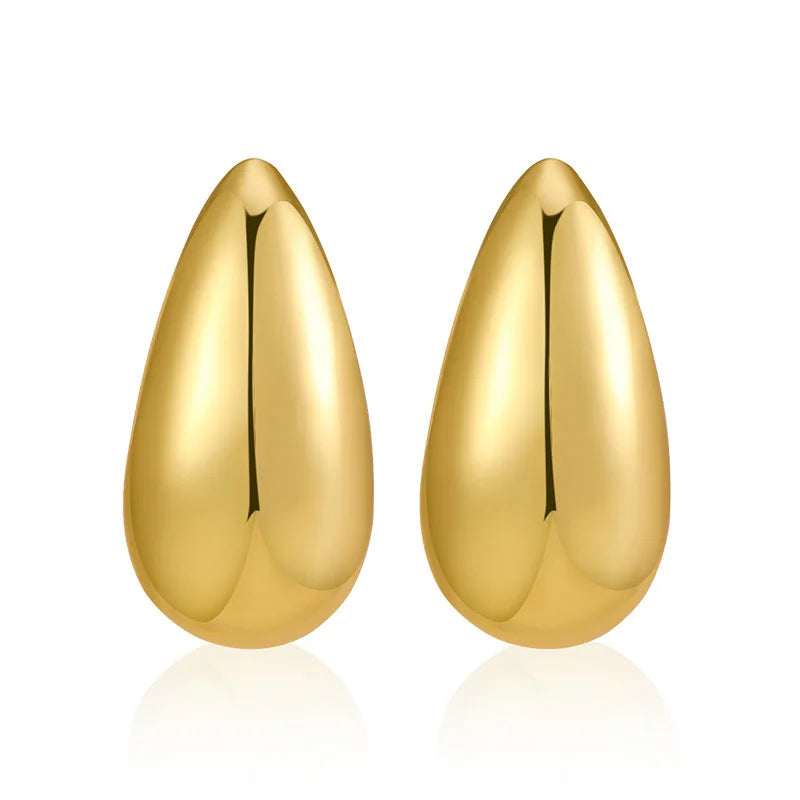 Jachon Fashion Melon Seeds Shape Creative Hoop Earrings Chunky Circle Stud Earrings for Women's Jewelry