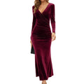 2023 Women's Autumn/Winter New European and American V-neck Wrap Hip Skirt Slim Fit Elegant Fishtail Dress Evening Dress