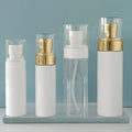 Wholesale 30ml 50ml 60ml 80ml 100ml White Golden Pump Plastic Lotion Bottle Cosmetic Packaging Mist Spray Bottle With Lid