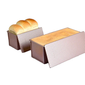 Loaf Pan with LidCommercial Pullman Bread Pan 2.2Lb Dough CapacityNon-Stick Bakeware Carbon Steel Bread Toast Mold with Cover