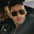 New Arrivals 2023 Men Womens Square Double Rim Metal Summer Sunglasses for Men Private Label Red Colour Sunglasses