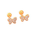 Simple 925 Sterling Silver Screw Stopper butterfly Stud Earring