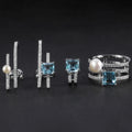 C5789 Abiding Jewelry Popular Design 6mm White Fresh Water Pearl Ring Earrings 925 Sterling Silver Jewelry Set