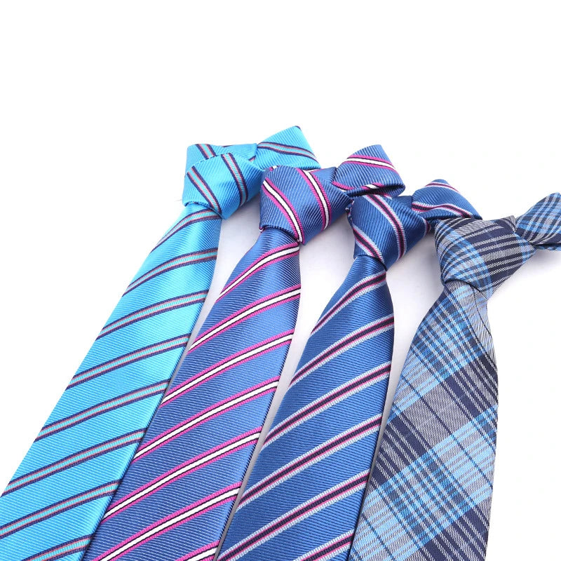 Wholesale Men's Business Blue Series Tie Fashion Striped Plaid Casual Necktie for Parties