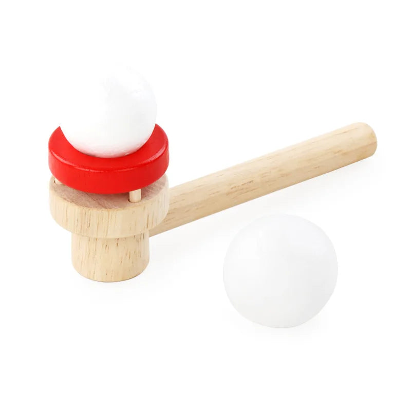 Novelty Montessori Classic Wooden Eco-friendly Blowpipe Ball Toy Educational for Balance Training Lung Capacity Games Kids