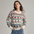 Cotton Knitwear Flower Crewneck Casual Pullover Oversize Knitted Female Ladies Girls Custom Christmas Women'S Sweaters