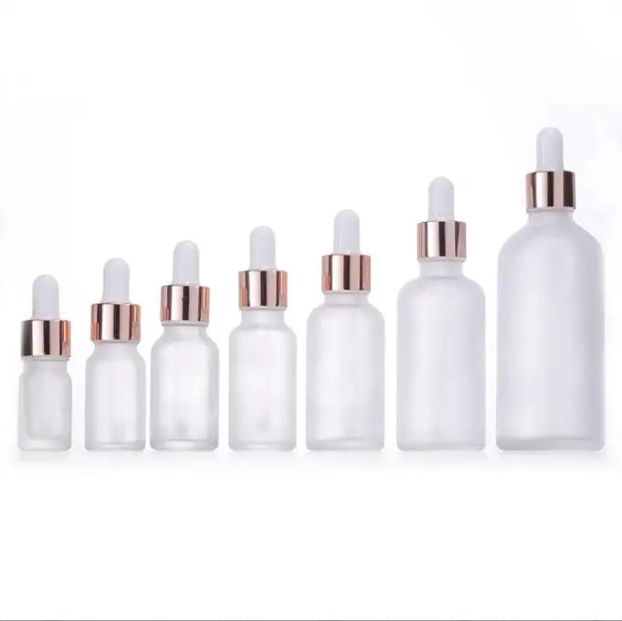 5ml 10ml 15ml 20ml 30ml 1oz 50ml 100ml Frosted Glass Dropper Bottle With Rose Gold Dropper for Essential Oil Serum