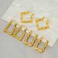 BM Hypoallergenic Gold Titanium Steel Bamboo Rhombus Earrings