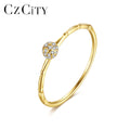 CZCITY New Solid 925 Silver Finger Sterling Pure 14K Gold Plated Cheap Ball Cubic Zirconia Popular Cute Korean Ring