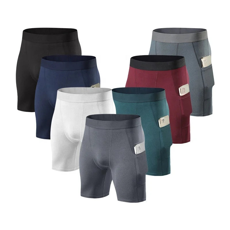 Wholesale Custom Mens Outdoor Running Polyester Spandex Compression Shorts Women Sport Elastic Waistband Running Gym Shorts
