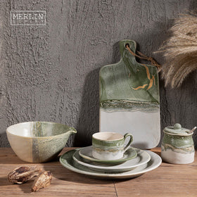 Merlin Living Modern Ceramic Dinnerware Sets Green Glaze Plate Dish Bowl Mug Water Bottle Ultra Multi-Color Ceramic Decoration