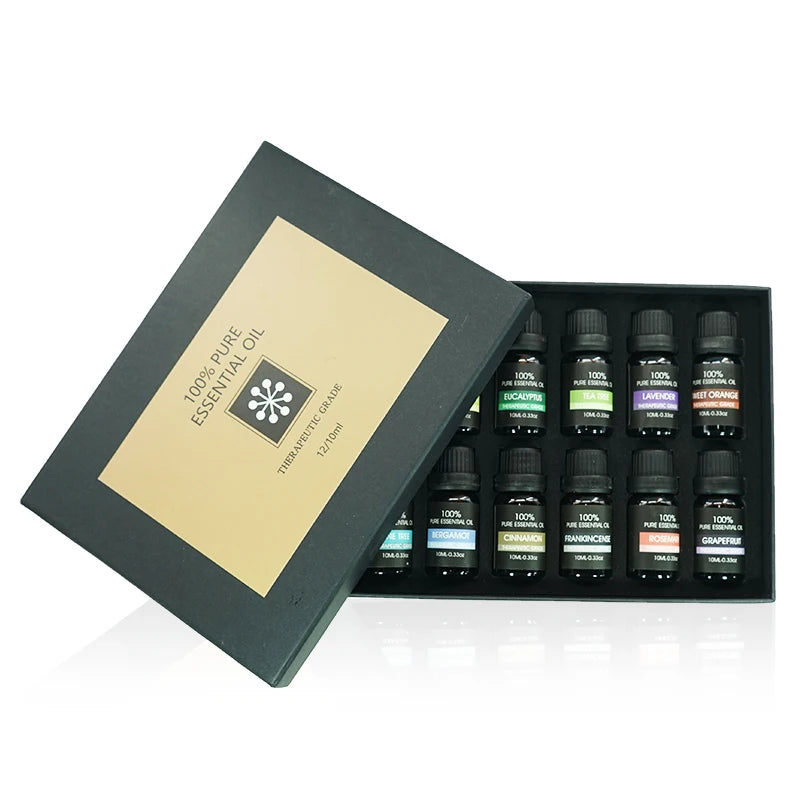 AiXin 10ml Private Label Natural Organic Aromatherapy Tea Tree Rose Lavender Mint Body Face Oil Essential Oil Gift Set