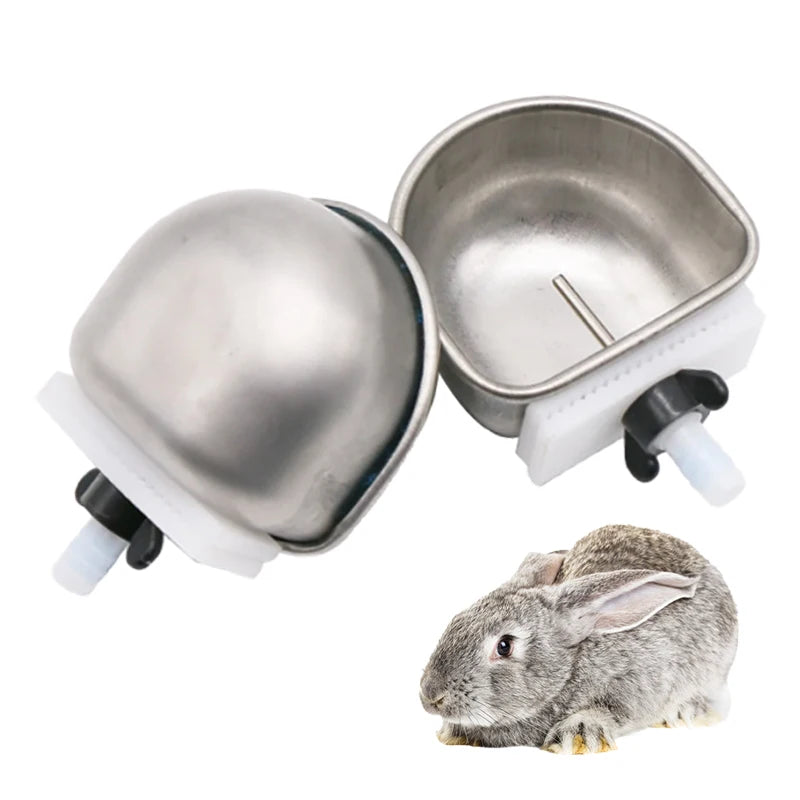 Stainless Steel Rabbit Drinking Cup Rabbit Drinker Automatic Drinker Water Bowls Feeder for Rabbits