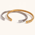 Dingran Fashion Water Drop Square Zircon Open Cuff Bnagles Gold Plated Tarnish Free Jewelry