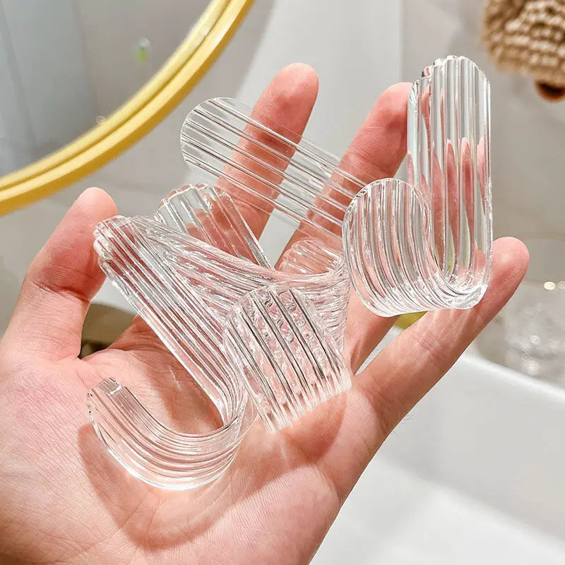 Transparent Acrylic Strong Non-trace Hook Hanging Hooks with Non Marking Sticker for Kitchen Bathroom