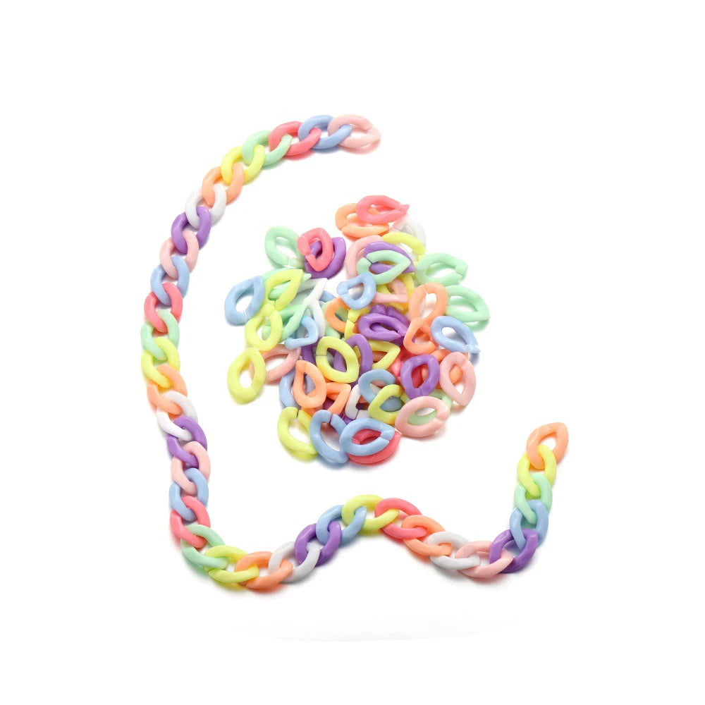 LCH-125 16*12mm Candy Color Acrylic Link Chain Accessories Acrylic Plastic Bag Chain Buckle for Glasses Chain Open Ring Buckles