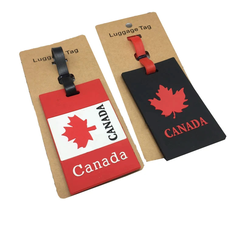Customizable PVC Soft Plastic Luggage Tag Canada Flag Design Blank Tag for Personalization