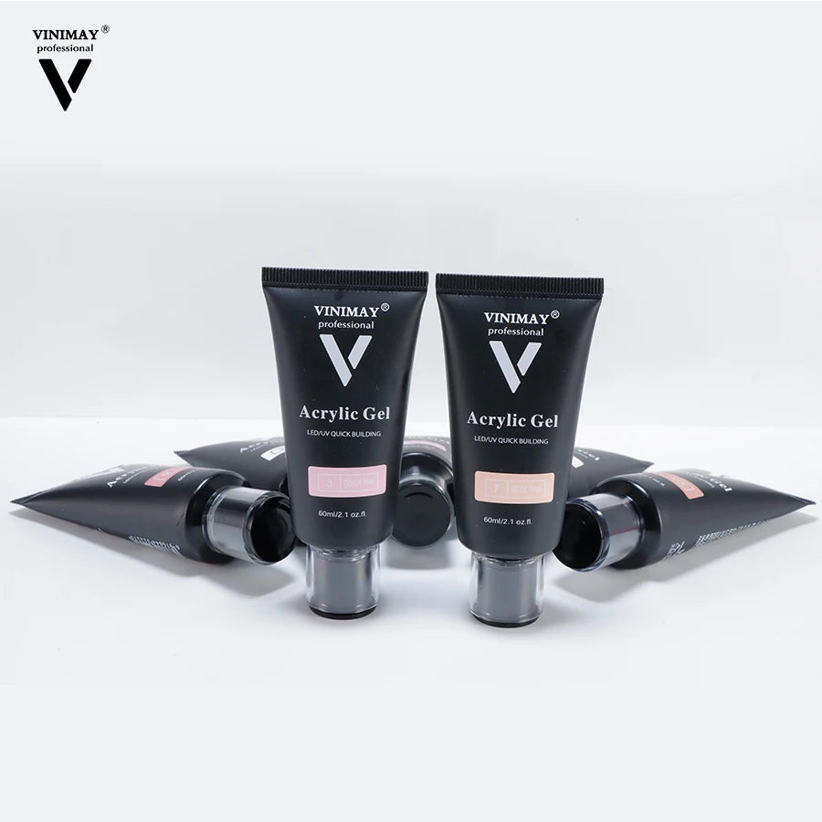 VINIMAY Two Packaging Acryl Nail Extension Gel Polish Soak off Poly Gel Nail Kit Set No Burn Nude Clear Poly Acrylic Gel in Tube