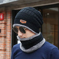 New Winter Women Men Velvet Warm Scarf Set Knitted Hat Cycling Neck Warmer Beanie Digital Printing Letter Business Travel