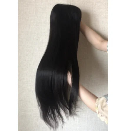 LONGFOR Top Grade 100% Human Hair Women's Long Hand-Tied Silk Full Wig 13x4 cm Women's Toupee with Remy Hair on Silk Base