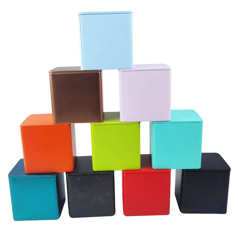 85*85*85 Wholesale Custom Logo Food Grade Airtight Square Tinplate Tin Box Canister for Tea Coffee Bread Chewing Gum Storage