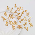 18K Gold Plated  Bamboo Letter Pendant 26 Letter Alphabet Charm Vintage Stainless Steel  a B V U G T Charm Initial  Necklace