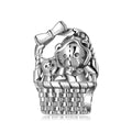 Designer Charms 925 Sterling Sliver Basket with Little Bear Twisted Bow Ribbon Charm Beads Fit Original Bracelet Jewelry Making