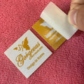 Neat Edge Gum Backing Self Adhesive Fabric Labelclear logo Iron on Knitting Woven Label