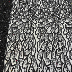 Lilac Purple Beaded Lace Fabric for Wedding