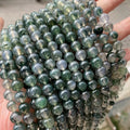 Natural Green Moss Agate Beads Gemstone Ocean Grass Agate Round Spacer Loose Stone Beads for Jewelry Making