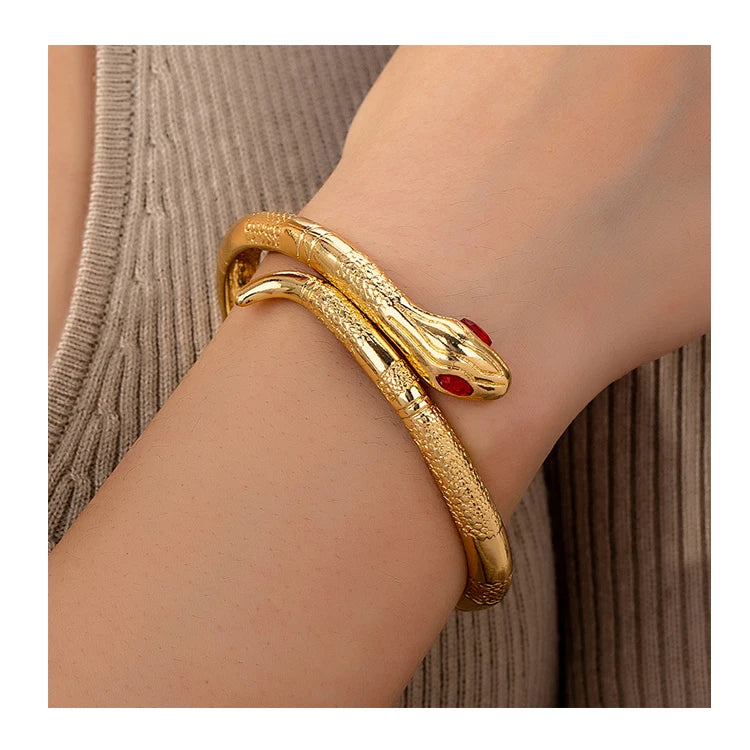 2025 Elegant Retro Snake-Shaped Open Bracelet Women's Elegant Retro Zodiac Alloy Fashion Bangles