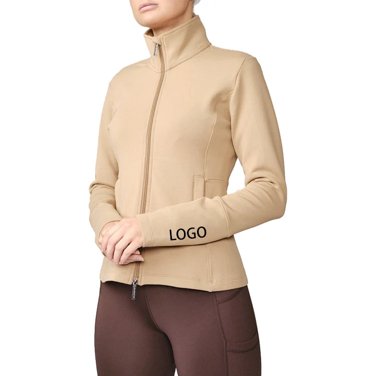 Custom High Collar Zipper Long Sleeve Winter Horse Riding Outwear Clothing Equestrian Jacket