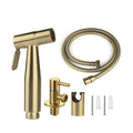 Brushed Gold Toilet Bidet Sprayer Wall Mounted Shattaf Bidet Set With Angle Valve