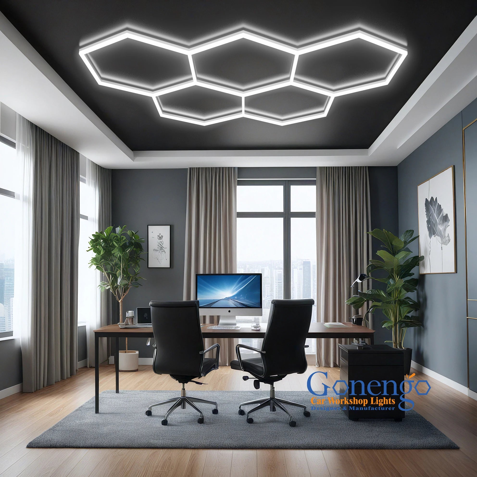 Dropshipping Modern Unique Shape Hexagon Lighting Decorative Office Linear Light With Honeycomb