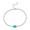 100% 925 Sterling Silver 6x8mm Rectangle Paraiba Tourmaline Bracelet for Women