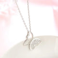For Women Wedding 925 Sterling Silver Jewelry Necklaces Beautiful Crystal Butterfly Big Necklace