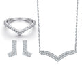 High Quality Luxury V Shape 925 Sterling Silver Necklace and Earrings Jewelry Set with Cubic Zircon